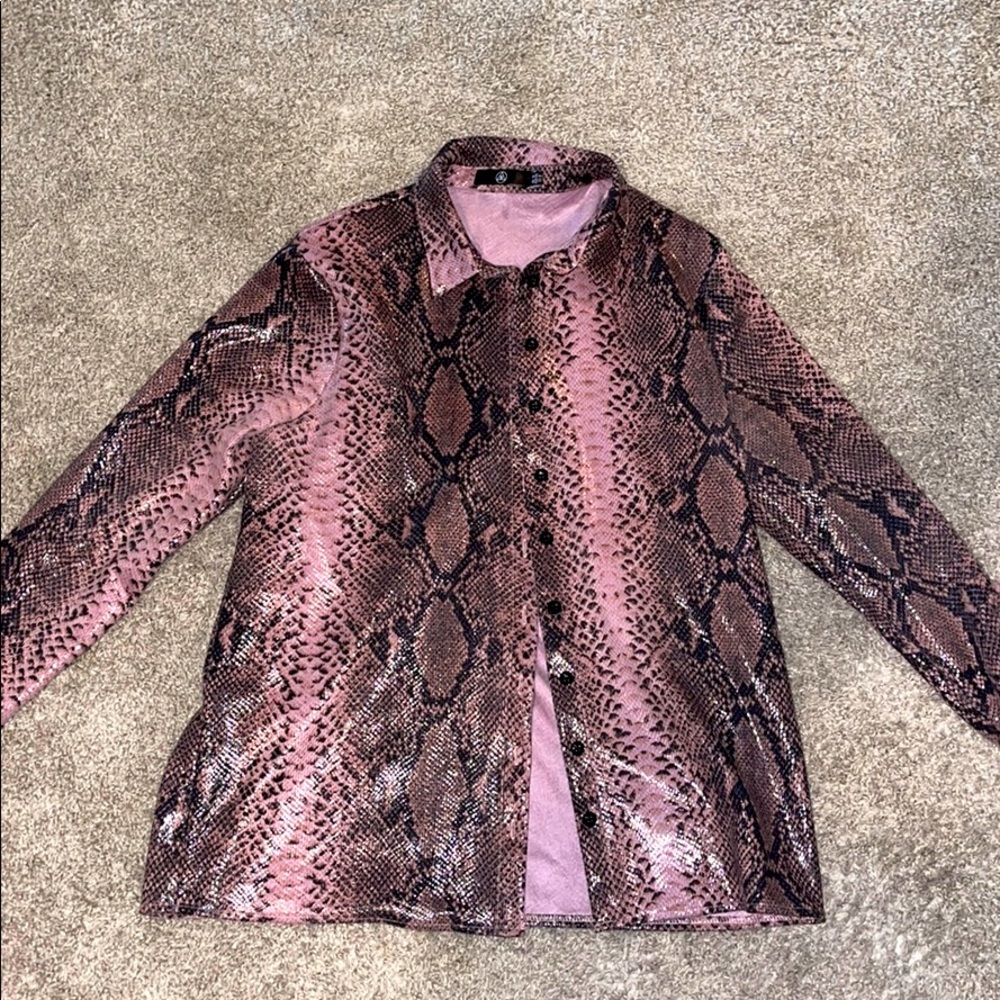 Missguided Snakeskin Button Up - image 1